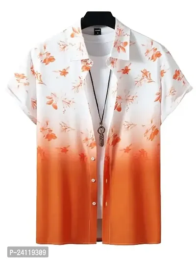 Uiriuy Shirt for Men || Casual Shirt for Men || Men Stylish Shirt || Men Printed Shirt (X-Large, Orange Flower)-thumb4