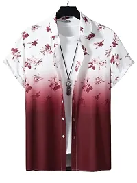 Uiriuy Cotton Solid Half Sleeve Shirt for Men (X-Large, Maroon Flower)-thumb4