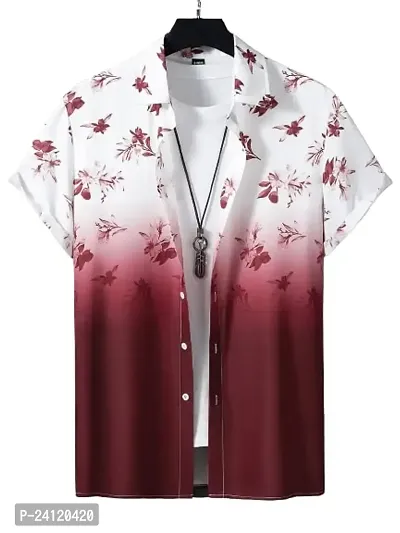 Uiriuy Cotton Solid Half Sleeve Shirt for Men (X-Large, Maroon Flower)-thumb5