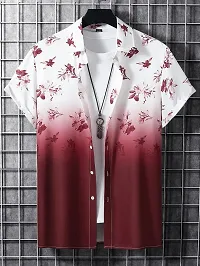 Uiriuy Cotton Solid Half Sleeve Shirt for Men (X-Large, Maroon Flower)-thumb1