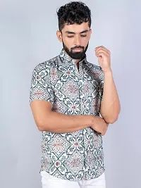 SL FASHION Funky Printed Shirt for Men Half Sleeves (X-Large, Brown Round)-thumb2