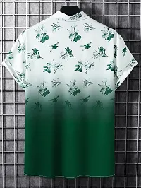 Uiriuy Men Regular Fit Floral Print Cut Away Collar Casual Shirt (X-Large, Green FIOWER)-thumb2