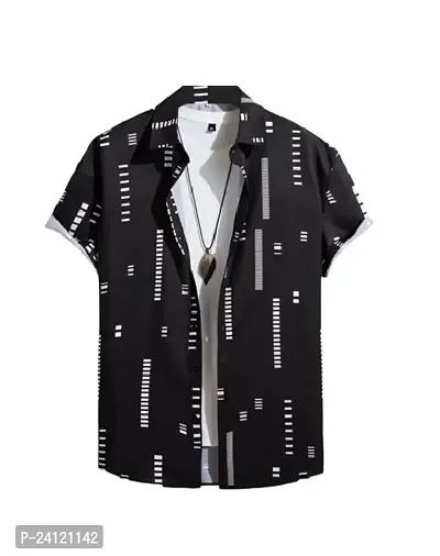 Uiriuy Men's Lycra Digital Print Casual Printable Shirt (X-Large, Black Box)