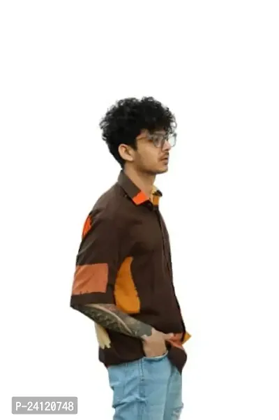 RK HUB Men's Digital Print Rayon Casual Shirt (X-Large, Brown)