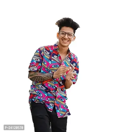 RK HUB Men's Digital Print Rayon Casual Shirt (X-Large, Radio VII)