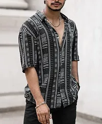 Uiriuy Men's Rayon Digital Print Casual Shirt (X-Large, Black DOT)-thumb2