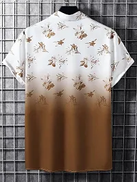 Hmkm Funky Printed Shirt for Men Half Sleeves (X-Large, Brown Flower)-thumb2