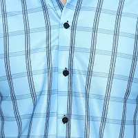 RK HUB Men's Lycra Striped Half Sleeve Casual Spread Collared Shirt (Royal Blue) (M, 1)-thumb3