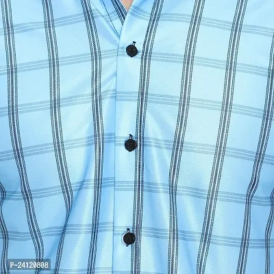 RK HUB Men's Lycra Striped Half Sleeve Casual Spread Collared Shirt (Royal Blue) (M, 1)-thumb4
