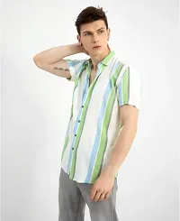 SL FASHION Funky Printed Shirt for Men. (X-Large, GreenWhite)-thumb2