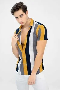 RK HUB Men's Lycra Cottton Digital Print Casual New Shirt (Large, Aadi LINE) (X-Large, New Yellow)-thumb1