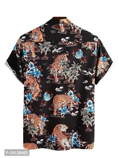 Uiriuy Men's Lycra Digital Print Casual New Shirt Casual Shirts (X-Large, Black Lion)-thumb2