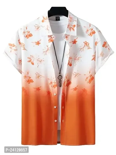 Uiriuy Shirt for Men || Casual Shirt for Men || Men Printed Shirt (X-Large, Orange Flower)-thumb5