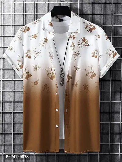 SL FASHION Funky Printed Shirt for Men. (X-Large, Brown Flower)-thumb2