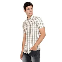 RK HUB Men's Lycra Striped Half Sleeve Casual Spread Collared Shirt (White) (M, 1)-thumb3