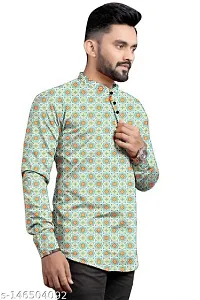 RK HUB Men's Casual Short Kurta for Men Long Sleeve (X-Large, Orange KURTO)-thumb3