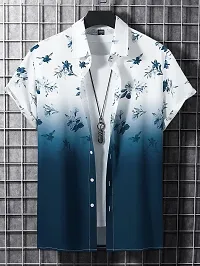 Hmkm Funky Printed Shirt for Men Half Sleeves (X-Large, Dark Blue Flower)-thumb2
