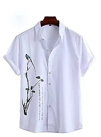 Uiriuy Men's Men Regular Fit Floral Print Cut Away Collar Casual Shirt (X-Large, Whith CHAKALI)-thumb1