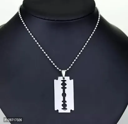 Stylish Silver Alloy Chain With Pendant For Men-thumb0