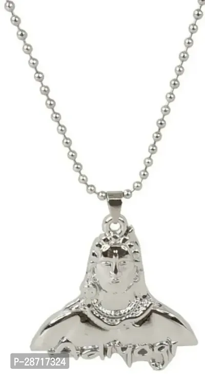 Stylish Silver Alloy Chain With Pendant For Men-thumb0