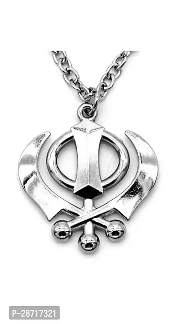 Stylish Silver Alloy Chain With Pendant For Men