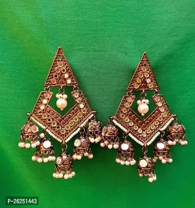 Shimmering Alloy Jhumkas For Women And Girls -1 Pair-thumb0