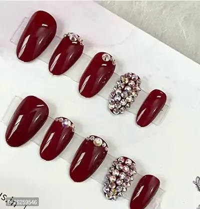 Bridal Fake Nails Set Of 12 With Glue