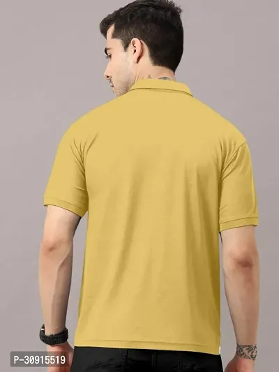 Stylish Yellow Polycotton Solid Short Sleeves Polos For Men-thumb3