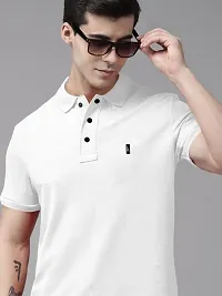 Stylish White Polycotton Solid Short Sleeves Polos For Men-thumb2