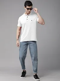 Stylish White Polycotton Solid Short Sleeves Polos For Men-thumb3