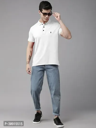 Stylish White Polycotton Solid Short Sleeves Polos For Men-thumb4