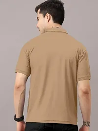 Stylish Brown Polycotton Solid Short Sleeves Polos For Men-thumb1