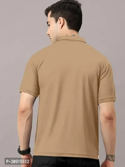 Stylish Brown Polycotton Solid Short Sleeves Polos For Men-thumb2