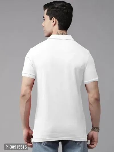 Stylish White Polycotton Solid Short Sleeves Polos For Men-thumb2