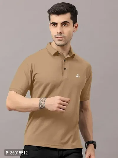 Stylish Brown Polycotton Solid Short Sleeves Polos For Men-thumb0