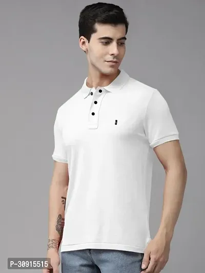 Stylish White Polycotton Solid Short Sleeves Polos For Men