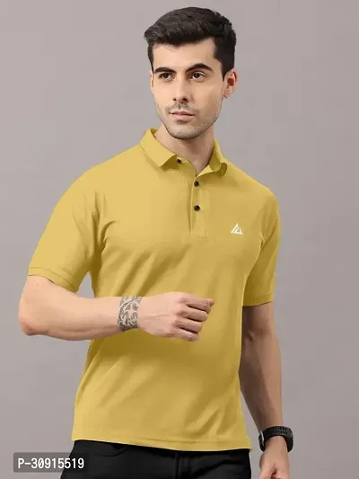 Stylish Yellow Polycotton Solid Short Sleeves Polos For Men