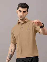 Stylish Brown Polycotton Solid Short Sleeves Polos For Men-thumb3