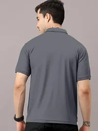 Stylish Grey Polycotton Solid Short Sleeves Polos For Men-thumb2