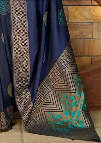 Beautiful Blue Banarasi Silk Jacquard Saree with Blouse piece For Women-thumb2