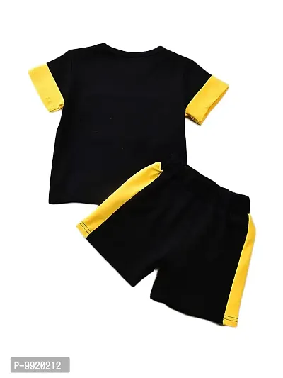 Lofn Stylish Black Mustard White Kids Clothing Tshirt And Nikker Set 1-2 Year-thumb2