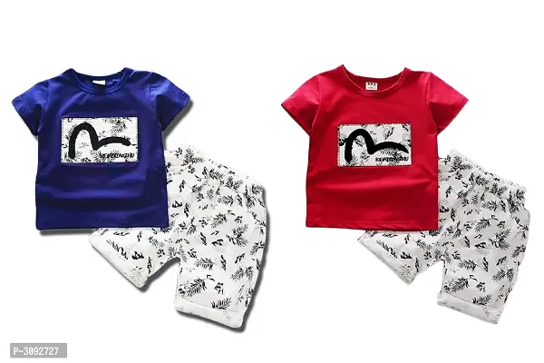 Kids Multi Colour T Shirts And Shorts Set  Pack Of 2-thumb0