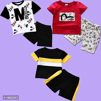 Stylish Printed Kids Boys Girls Clothing Sets Pack Of 3-thumb0