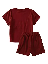 Lofn Stylish Maroon Kids Clothing Tshirt And Nikker Set 4-5 Year-thumb1