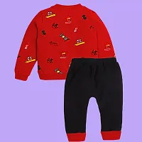 Kids Winter Wear Sweatshirt Trackpant Girls   Boys Kids Clothing Set - Red-Black-thumb1