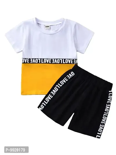 Lofn Stylish White Mustard Kids Clothing Tshirt And Nikker Set 2-3 Year