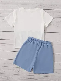 Stylish White Cotton T-Shirts With Shorts Clothing Set For Boys-thumb1