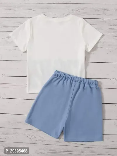 Stylish White Cotton T-Shirts With Shorts Clothing Set For Boys-thumb2