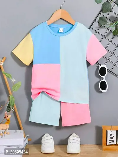 Stylish Multicoloured Cotton T-Shirts With Shorts Clothing Set For Boys-thumb0