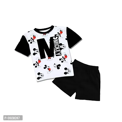 Attis Boys And Girls Kids Cotton Stylish Tshirt & Pant Kids Clothing Set (KDST1 ,4 - 5 Years ,White-Black)